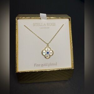 Reversible lGold and Blue Clover Necklace